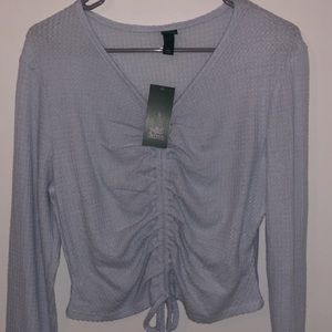 Sinched Blue Crop Top